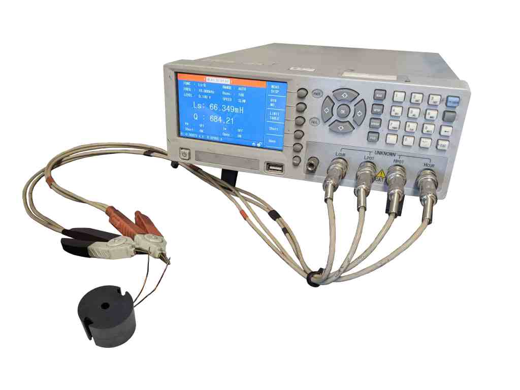 LCR metre measuring the inductance of unlapped cores