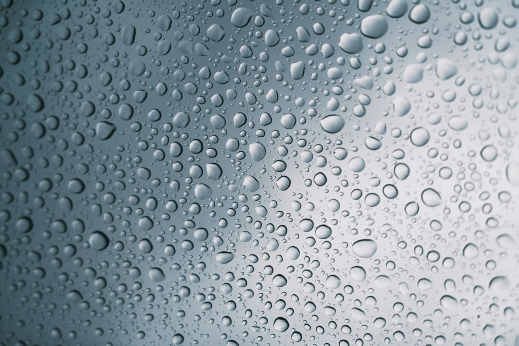 Close up of water droplets on a glass pane